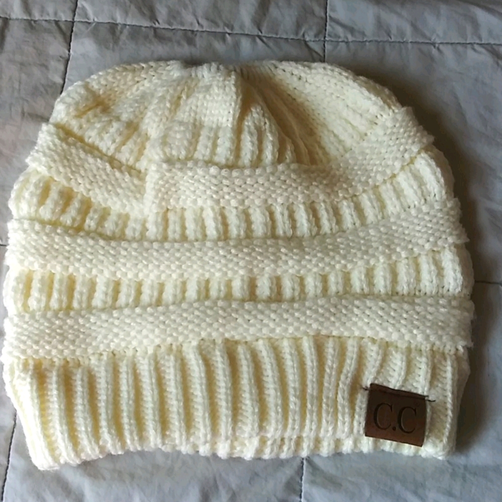 C.C. Cable Knit Ponytail Cap